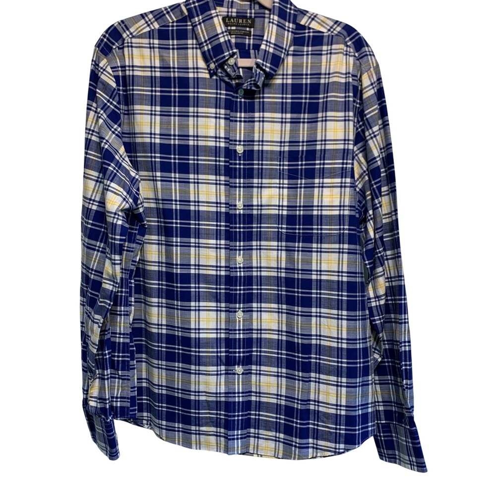 New Lauren Ralph Lauren Button Down Shirt Large Plaid Preppy Classic Ivy League